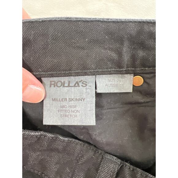 Rollas Miller Black Distressed Ankle Skinny Mid rise Non Stretch Fitted Jeans 29 - Picture 7 of 9